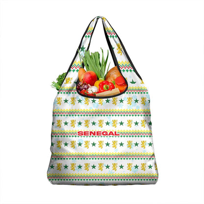 Senegal Christmas Grocery Bag Golden Lion and Festive Stars Motif - African Pride