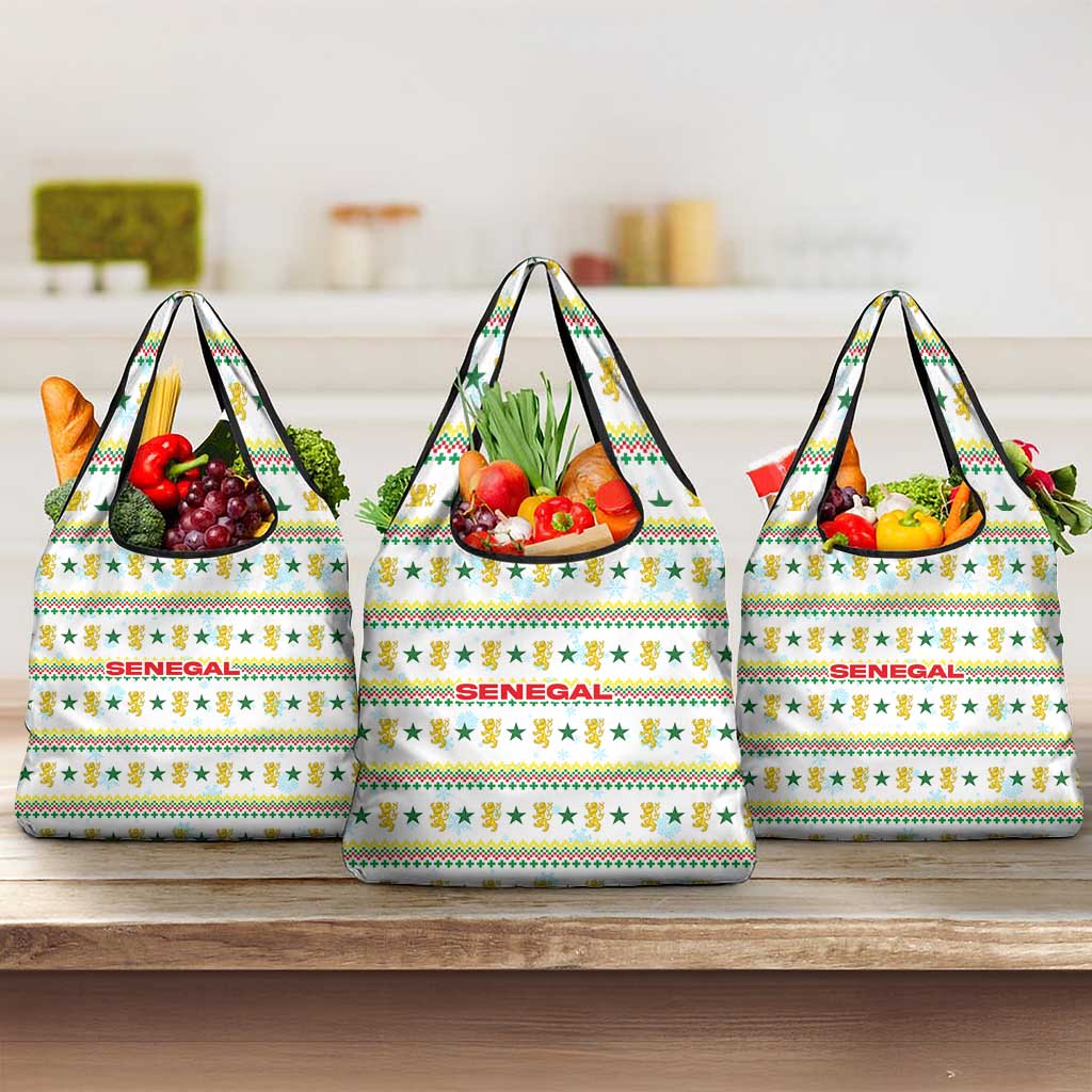 Senegal Christmas Grocery Bag Golden Lion and Festive Stars Motif - African Pride