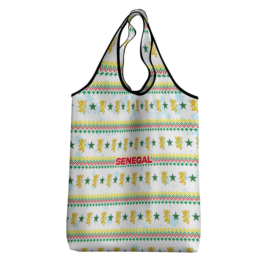 Senegal Christmas Grocery Bag Golden Lion and Festive Stars Motif - African Pride