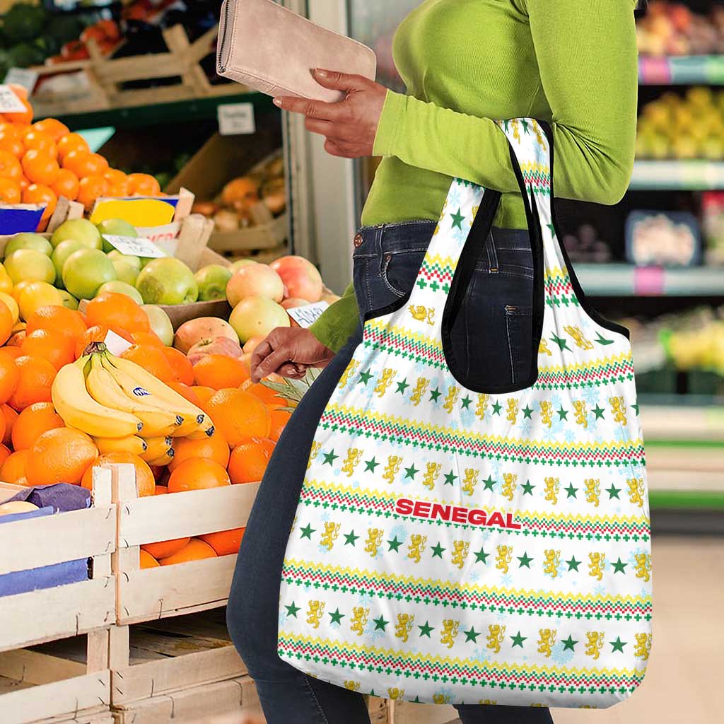 Senegal Christmas Grocery Bag Golden Lion and Festive Stars Motif - African Pride