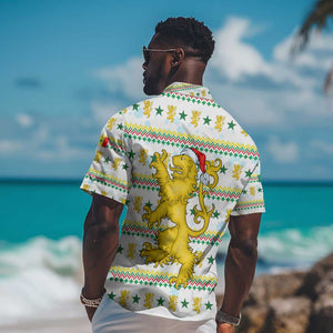 Senegal Christmas Hawaiian Shirt Golden Lion and Festive Stars Motif - African Pride