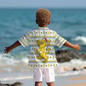 Senegal Christmas Kid Hawaiian Shirt Golden Lion and Festive Stars Motif - African Pride
