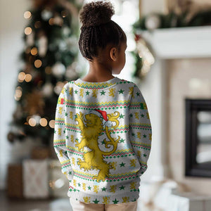 Senegal Christmas Kid Ugly Christmas Sweater Golden Lion and Festive Stars Motif - African Pride