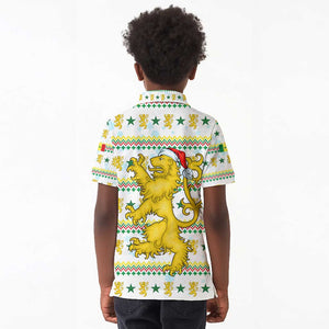 Senegal Christmas Kid Polo Shirt Golden Lion and Festive Stars Motif - African Pride