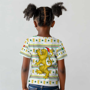 Senegal Christmas Kid T shirt Golden Lion and Festive Stars Motif - African Pride