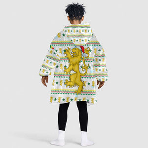 Senegal Christmas Kid Wearable Blanket Hoodie Golden Lion and Festive Stars Motif - African Pride