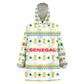 Senegal Christmas Kid Wearable Blanket Hoodie Golden Lion and Festive Stars Motif - African Pride