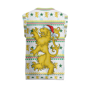 Senegal Christmas Knitted V-Neck Vest Golden Lion and Festive Stars Motif - African Pride