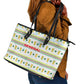 Senegal Christmas Leather Tote Bag Golden Lion and Festive Stars Motif - African Pride