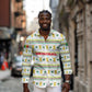 Senegal Christmas Long Sleeve Button Shirt Golden Lion and Festive Stars Motif - African Pride