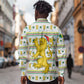 Senegal Christmas Long Sleeve Button Shirt Golden Lion and Festive Stars Motif - African Pride