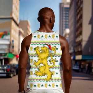 Senegal Christmas Men Tank Top Golden Lion and Festive Stars Motif - African Pride