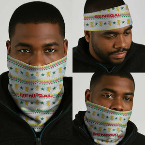 Senegal Christmas Neck Gaiter Golden Lion and Festive Stars Motif - African Pride