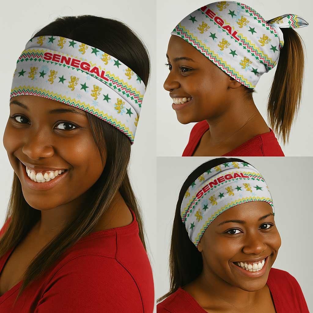 Senegal Christmas Neck Gaiter Golden Lion and Festive Stars Motif - African Pride