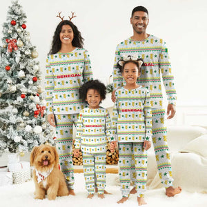 Senegal Christmas Pajama Set Golden Lion and Festive Stars Motif - African Pride