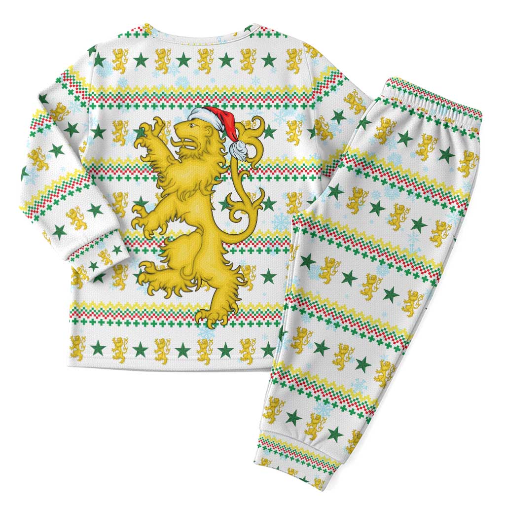 Senegal Christmas Pajama Set Golden Lion and Festive Stars Motif - African Pride