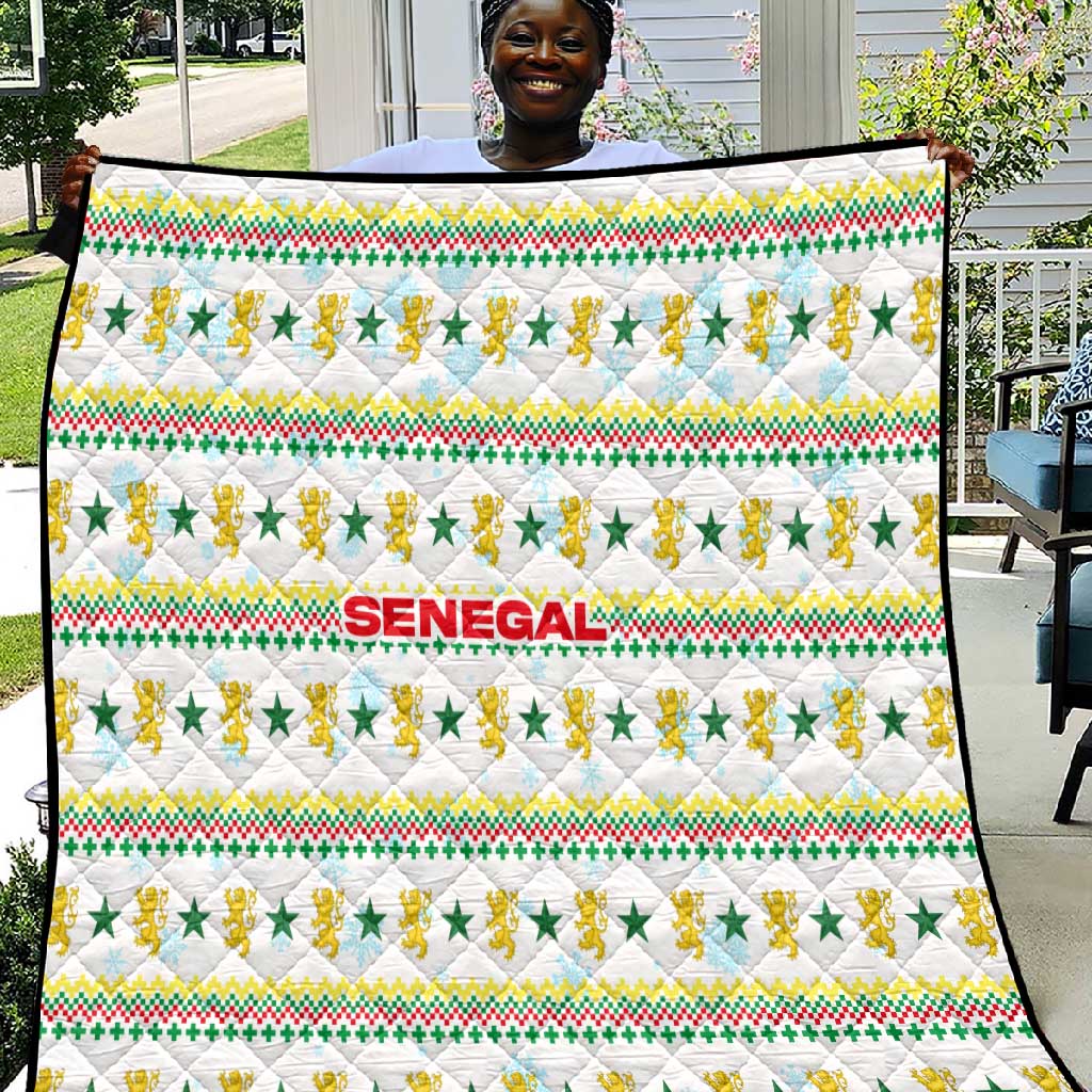 Senegal Christmas Quilt Golden Lion and Festive Stars Motif - African Pride