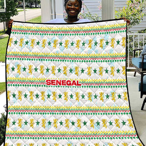 Senegal Christmas Quilt Golden Lion and Festive Stars Motif - African Pride