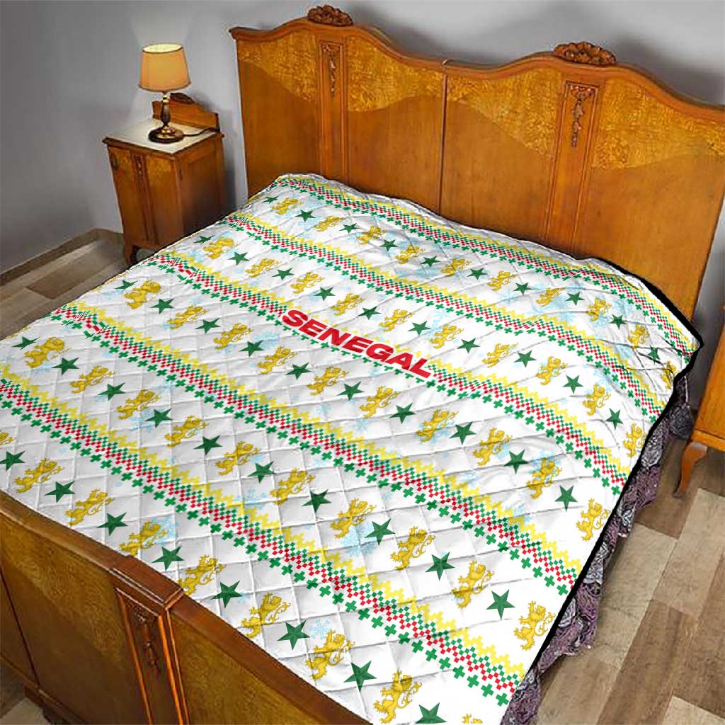 Senegal Christmas Quilt Golden Lion and Festive Stars Motif - African Pride