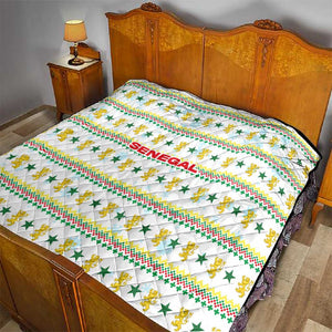 Senegal Christmas Quilt Golden Lion and Festive Stars Motif - African Pride