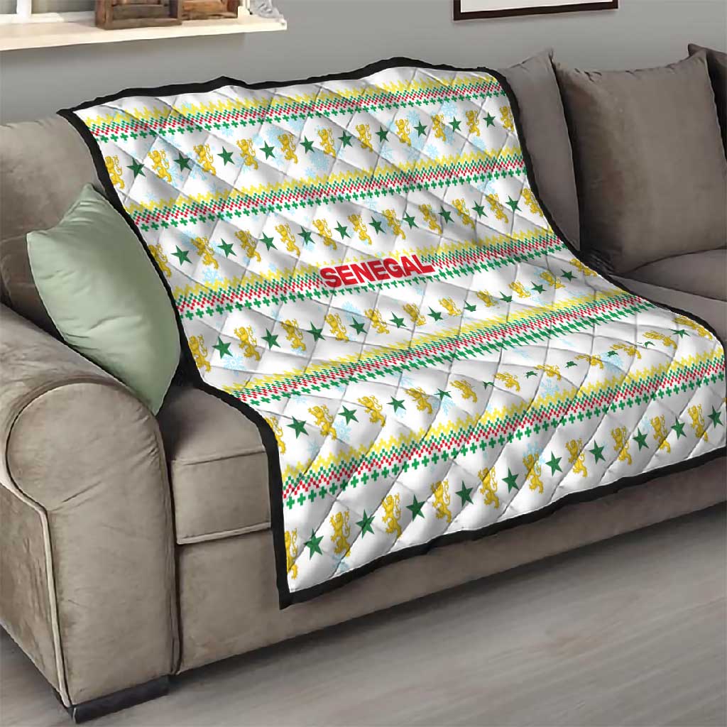 Senegal Christmas Quilt Golden Lion and Festive Stars Motif - African Pride