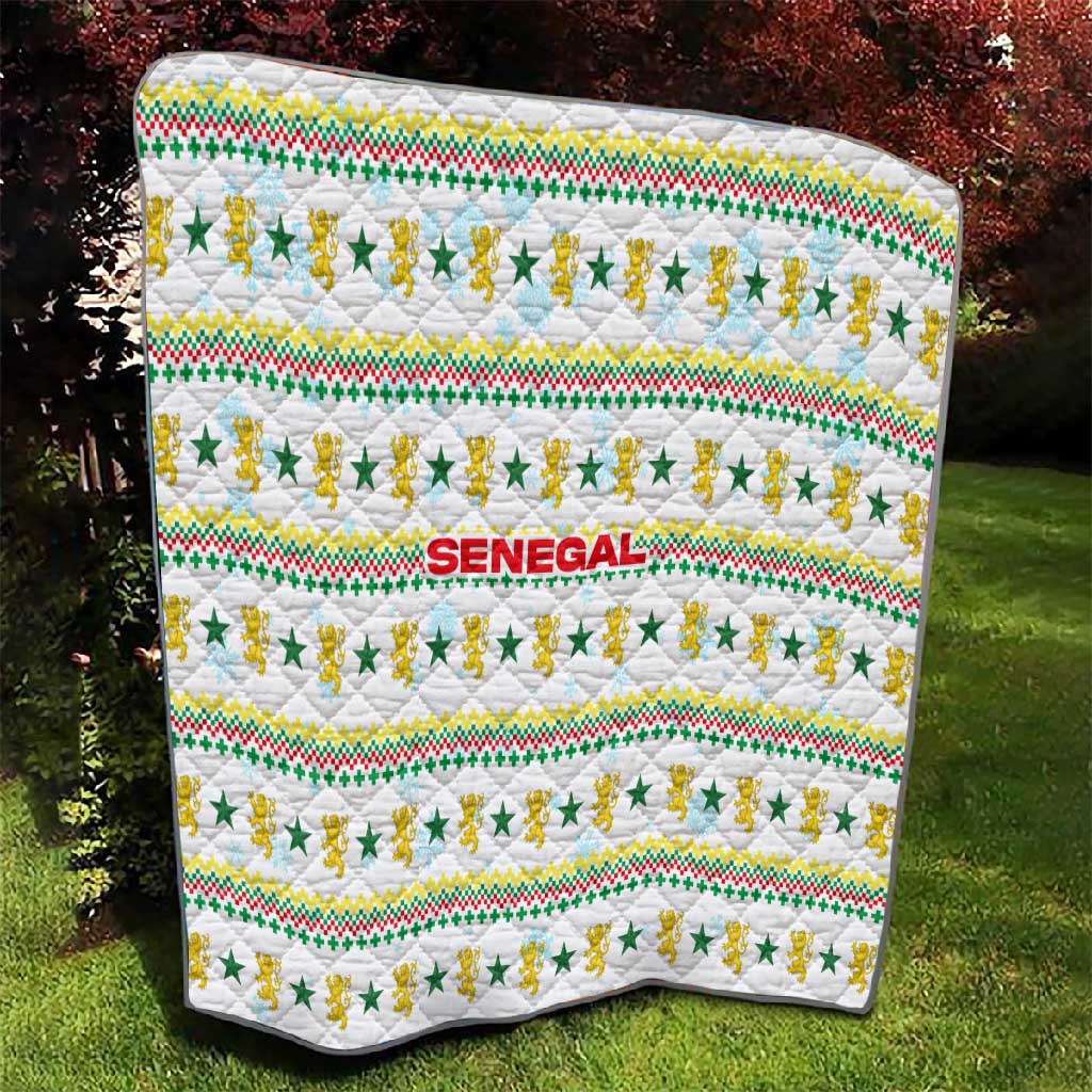 Senegal Christmas Quilt Golden Lion and Festive Stars Motif - African Pride