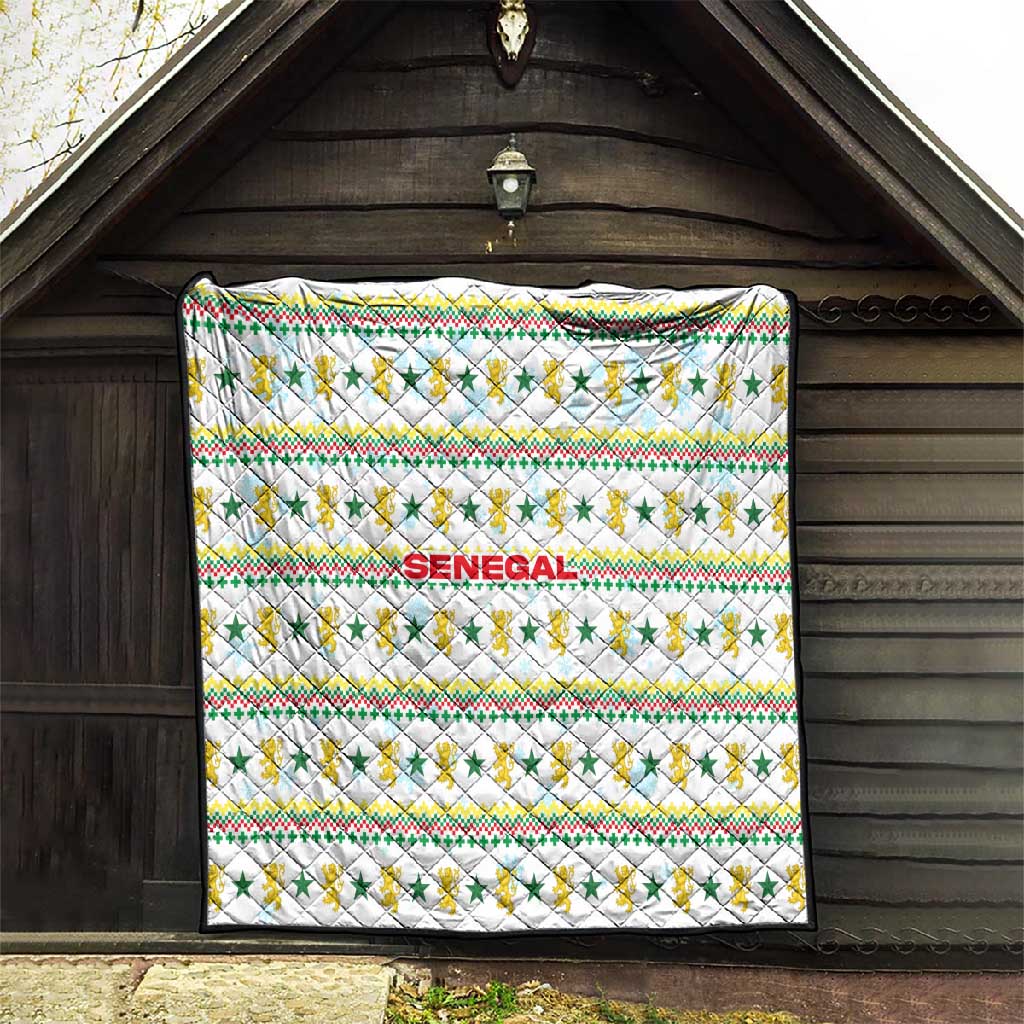 Senegal Christmas Quilt Golden Lion and Festive Stars Motif - African Pride