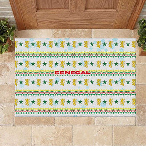 Senegal Christmas Rubber Doormat Golden Lion and Festive Stars Motif - African Pride