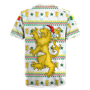 Senegal Christmas Rugby Jersey Golden Lion and Festive Stars Motif - African Pride
