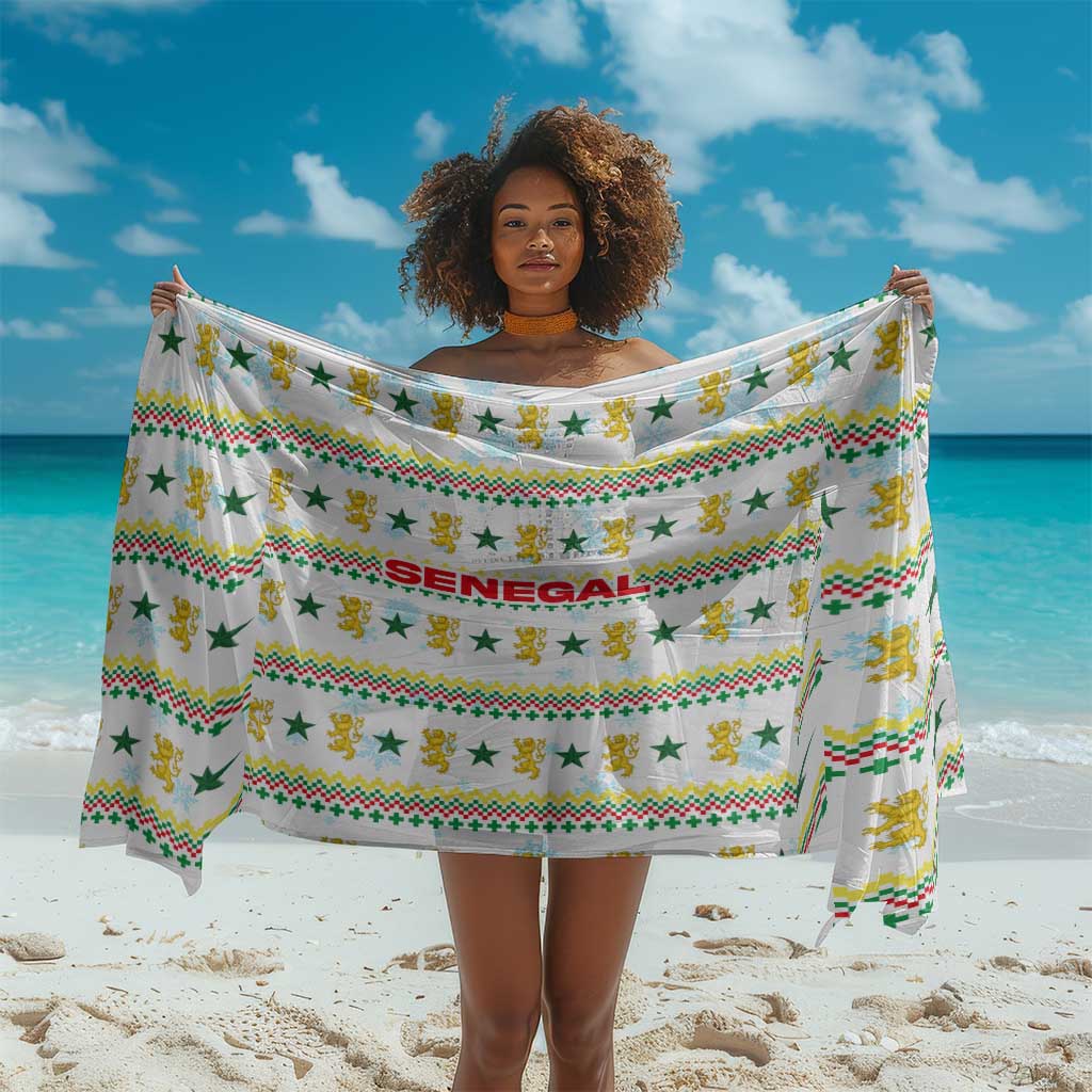 Senegal Christmas Sarong Golden Lion and Festive Stars Motif - African Pride