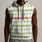 Senegal Christmas Sleeveless Zip Hoodie Golden Lion and Festive Stars Motif - African Pride