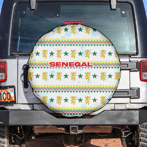 Senegal Christmas Spare Tire Cover Golden Lion and Festive Stars Motif - African Pride