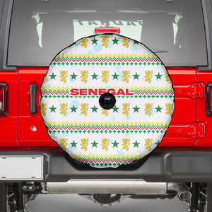 Senegal Christmas Spare Tire Cover Golden Lion and Festive Stars Motif - African Pride