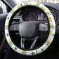 Senegal Christmas Steering Wheel Cover Golden Lion and Festive Stars Motif - African Pride