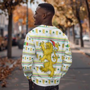 Senegal Christmas Sweatshirt Golden Lion and Festive Stars Motif - African Pride