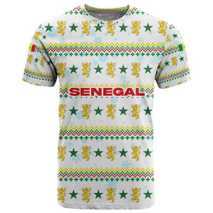 Senegal Christmas T shirt Golden Lion and Festive Stars Motif - African Pride