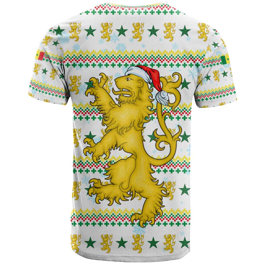 Senegal Christmas T shirt Golden Lion and Festive Stars Motif - African Pride