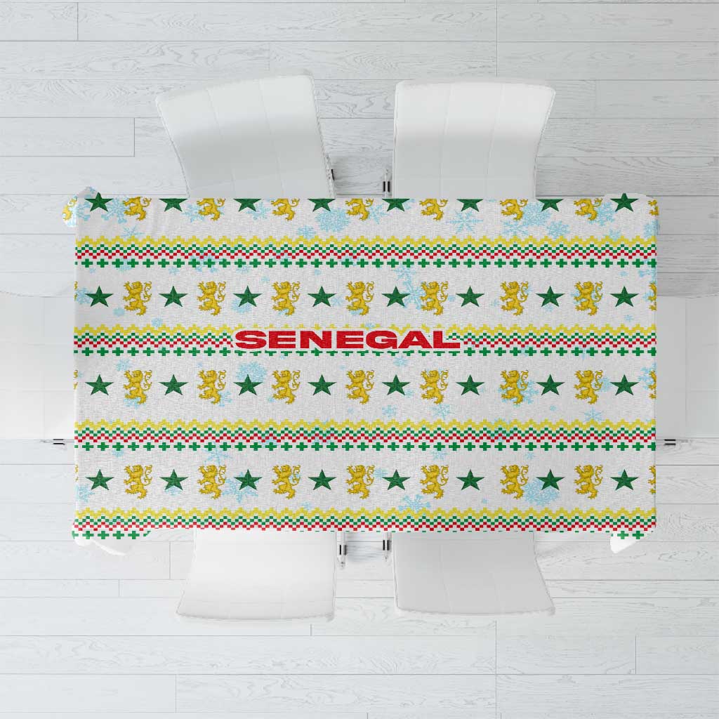 Senegal Christmas Tablecloth Golden Lion and Festive Stars Motif - African Pride