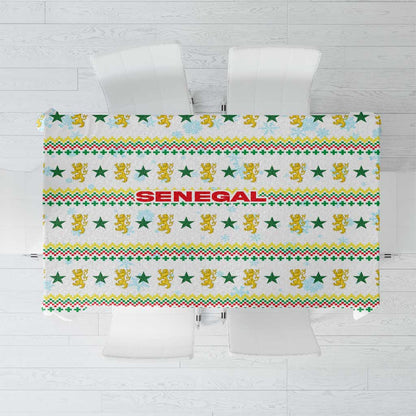 Senegal Christmas Tablecloth Golden Lion and Festive Stars Motif - African Pride