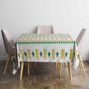 Senegal Christmas Tablecloth Golden Lion and Festive Stars Motif - African Pride