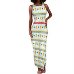 Senegal Christmas Tank Maxi Dress Golden Lion and Festive Stars Motif - African Pride
