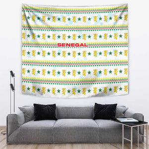 Senegal Christmas Tapestry Golden Lion and Festive Stars Motif - African Pride