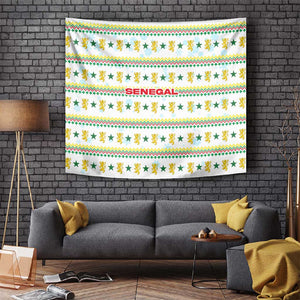 Senegal Christmas Tapestry Golden Lion and Festive Stars Motif - African Pride