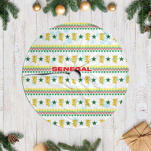 Senegal Christmas Tree Skirt Golden Lion and Festive Stars Motif - African Pride