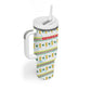 Senegal Christmas Tumbler With Handle Golden Lion and Festive Stars Motif - African Pride