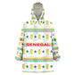 Senegal Christmas Wearable Blanket Hoodie Golden Lion and Festive Stars Motif - African Pride