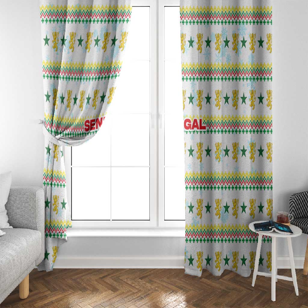 Senegal Christmas Window Curtain Golden Lion and Festive Stars Motif - African Pride