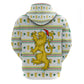 Senegal Christmas Zip Hoodie Golden Lion and Festive Stars Motif - African Pride