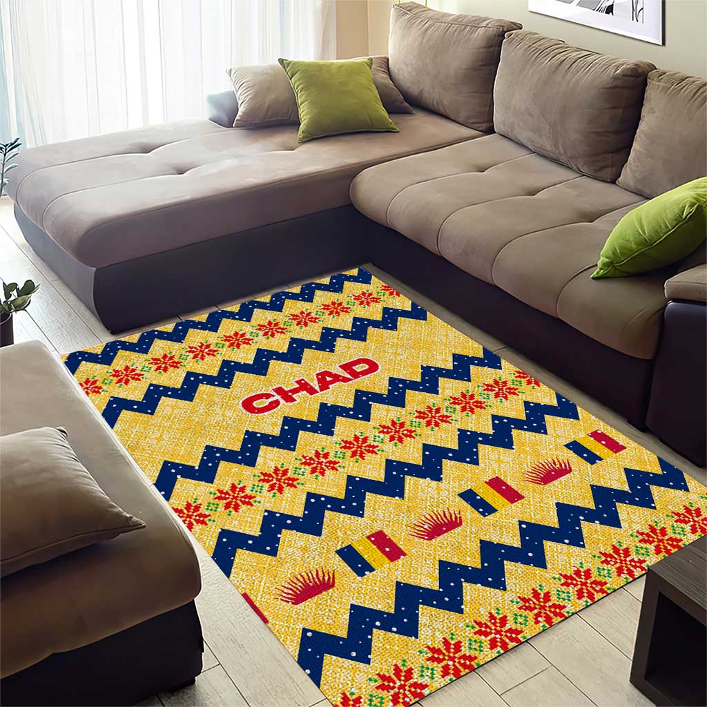 Chad Christmas Area Rug National Coat of Arms, and Festive Motif - African Pride