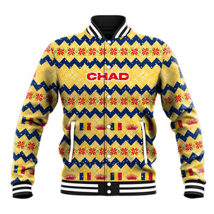 Chad Christmas Baseball Jacket National Coat of Arms, and Festive Motif - African Pride